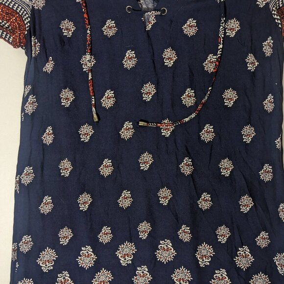 USED - Size S Womens ANAMA Short Sleeve Dress Viscose Navy - Picture 3 of 7